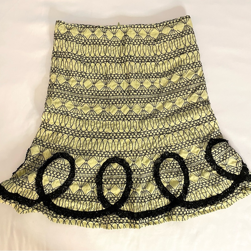 WD-NY Lime Black Embroidered Flared Skirt Women’s Size 14